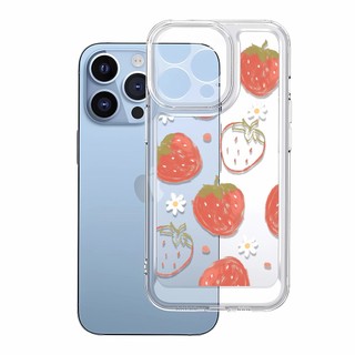 Ốp Điện Thoại Dâu Tây Cho iPhone 15 11 12 13 14 Pro MAX XR 7 8 Plus XS MAX X SE 2020 Bao Chống Sốc Trong Suốt