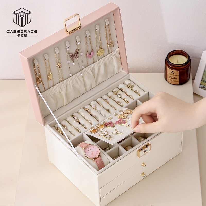 Casegrace Hộp Đựng Trang Sức Hai Tầng Dành Cho Nữ