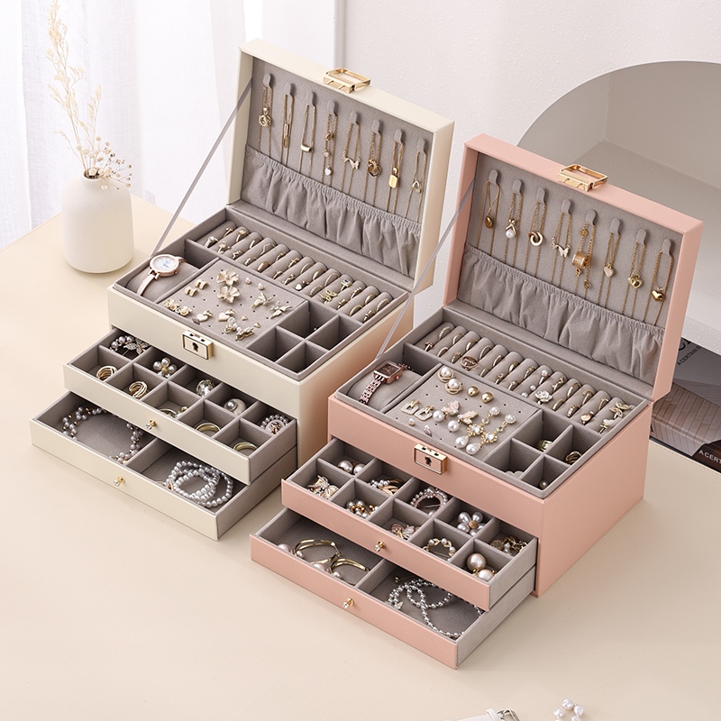 Hộp Đựng Trang Sức Cỡ Lớn Có Khóa Và Chìa Khóa Chống Bụi