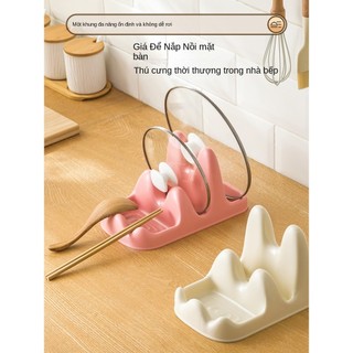 Kệ gác vung nồi muỗng đũa 4 khe nhiều màu trong suốt 23.8x14.5x12.8cm Kitchen storage【Chiosala12】