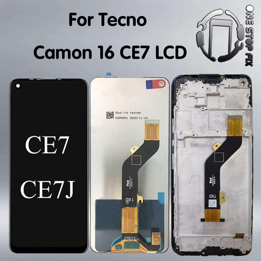 Đen 6,8Inch Cho Tecno Camon 16 CE7 CE7j CE9h Màn Hình Hiển Thị LCD Bộ Số Hóa Cảm Ứng Thay Thế / Có Khung