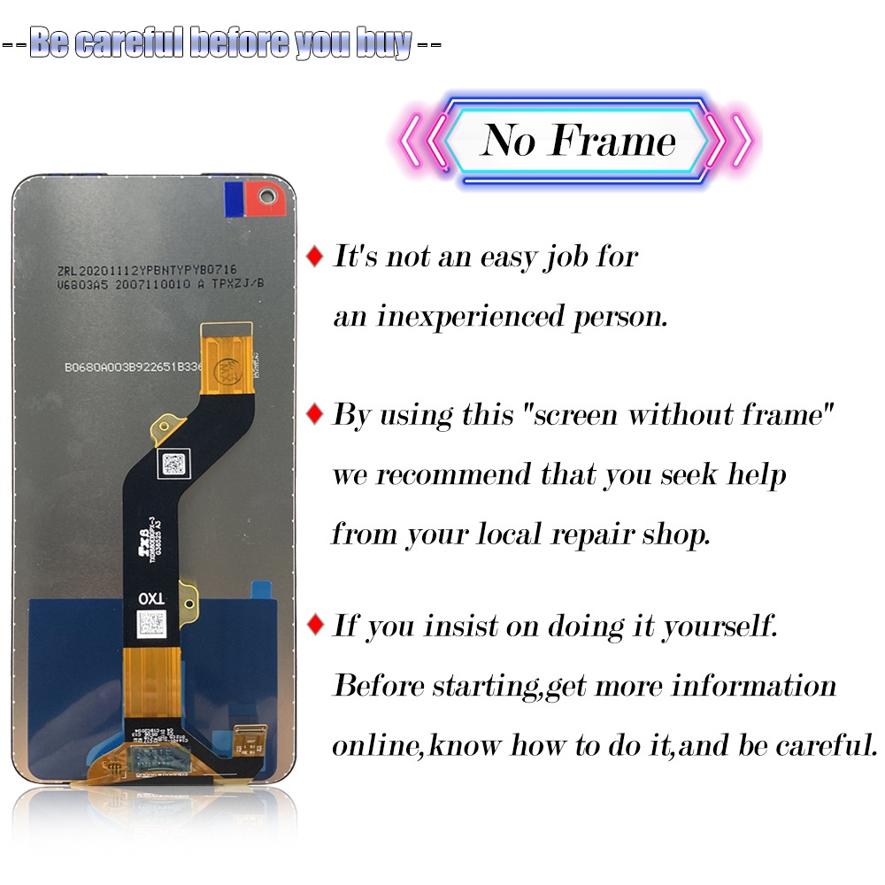 Đen 6,8Inch Cho Tecno Camon 16 CE7 CE7j CE9h Màn Hình Hiển Thị LCD Bộ Số Hóa Cảm Ứng Thay Thế / Có Khung