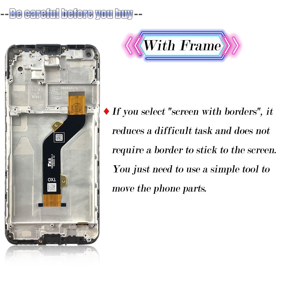 Đen 6,8Inch Cho Tecno Camon 16 CE7 CE7j CE9h Màn Hình Hiển Thị LCD Bộ Số Hóa Cảm Ứng Thay Thế / Có Khung