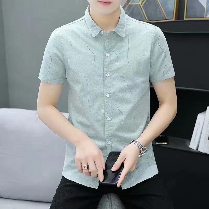 Áo Sơ Mi Tay Ngắn In Hình Công Sở Nam Áo Sơ Mi Kiểm Tra Mùa Hè Họa Tiết Hoa Kẻ Sọc Áo Sơ Mi Thường Ngày