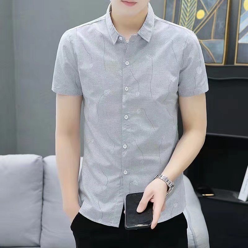 Áo Sơ Mi Tay Ngắn In Hình Công Sở Nam Áo Sơ Mi Kiểm Tra Mùa Hè Họa Tiết Hoa Kẻ Sọc Áo Sơ Mi Thường Ngày