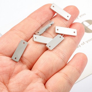 Đánh Bóng Thép Không Gỉ Đôi Lỗ Treo Vuông Mặt Dây Chuyền Trang Sức Phụ Kiện diy Vòng Cổ Vòng Tay Quyến Rũ
