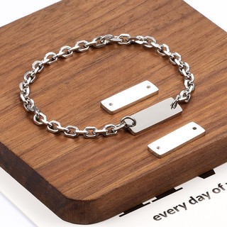Đánh Bóng Thép Không Gỉ Đôi Lỗ Treo Vuông Mặt Dây Chuyền Trang Sức Phụ Kiện diy Vòng Cổ Vòng Tay Quyến Rũ