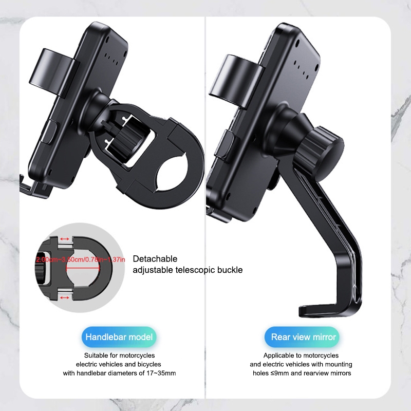 Giá đỡ điện thoại xe máy SEAMETAL Gương chiếu hậu gắn 360° Giá đỡ điện thoại xe đạp xoay có ô