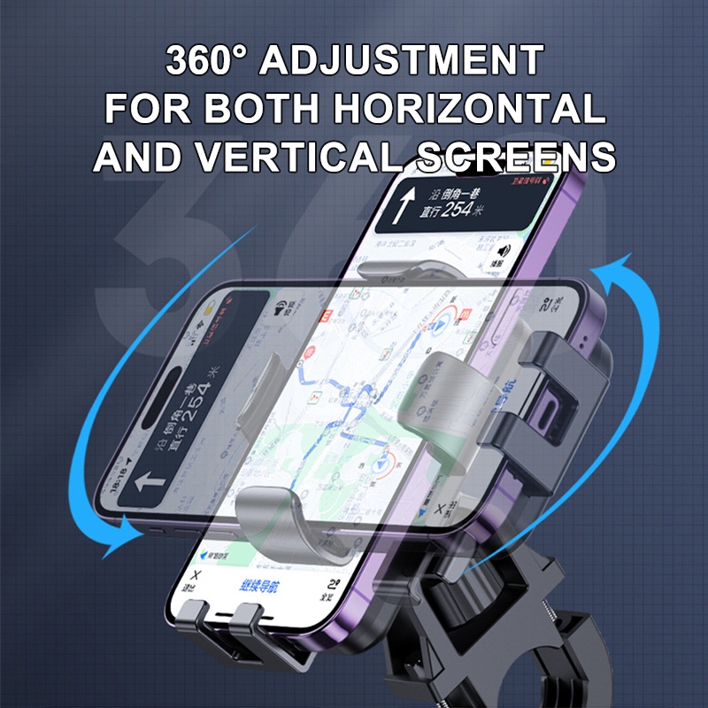 Giá đỡ điện thoại xe máy SEAMETAL Gương chiếu hậu gắn 360° Giá đỡ điện thoại xe đạp xoay có ô