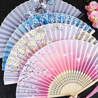 Quạt gấp lụa Trung Quốc TGST Quạt nhảy cổ điển Trang trí nhà JR