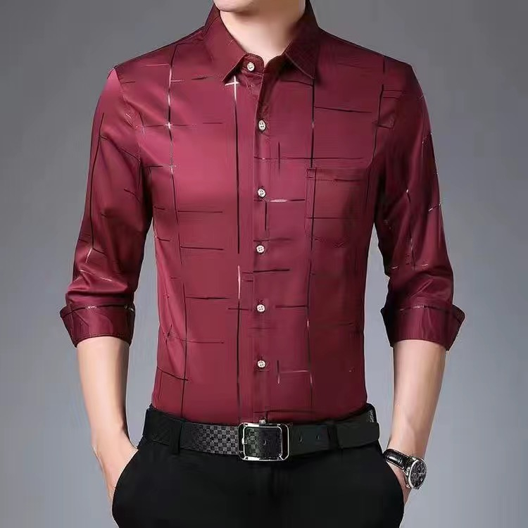 Áo Sơ Mi Nam Thời Trang Tay Dài Sọc Áo Sơ Mi Công Sở Áo Sơ Mi In Hình Chính Thức