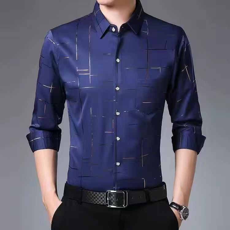 Áo Sơ Mi Nam Thời Trang Tay Dài Sọc Áo Sơ Mi Công Sở Áo Sơ Mi In Hình Chính Thức