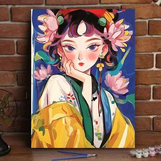 MOZI✨30 * 40cm / 40 * 50cm con gái tranh tô màu theo số tranh số hóa tranh sơn dầu số hoá Tranh Sơn Dầu Kỹ Thuật Số Tự Làm Cô Gái Cổ Tô Màu Tranh Làm Đầy Tranh Kỹ Thuật Số Tranh Chữa Bệnh Ánh Sáng Sang Trọng Dễ Thương Tranh Trang Trí