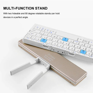 Bàn phím không dây gập BOW nhôm có chân đế cho điện thoại, sạc Bluetooth