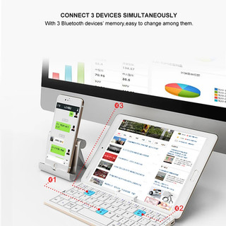 Bàn phím không dây gập BOW nhôm có chân đế cho điện thoại, sạc Bluetooth