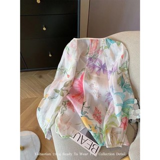 Phong Cách Hàn Quốc Nữ Nữ Rời Hoa Áo Sơ Mi Dài Tay Baju Baju Wanita Lengan Panjang