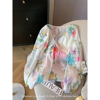 Phong Cách Hàn Quốc Nữ Nữ Rời Hoa Áo Sơ Mi Dài Tay Baju Baju Wanita Lengan Panjang