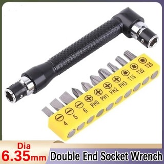 Tuốc nơ vít hai đầu hình chữ L Tiện ích Ổ cắm Mini Cờ lê 1 / 4 "6.35mm Tua vít Bit Khoan và tuốc nơ vít Bộ công cụ chìa khóa