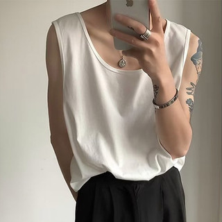 Áo vest nam Gksss thanh niên Mỹ không tay mùa hè mới dáng rộng giản dị áo vest trắng