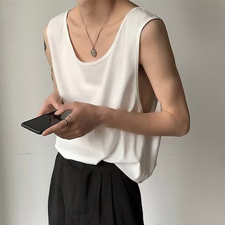 Áo vest nam Gksss thanh niên Mỹ không tay mùa hè mới dáng rộng giản dị áo vest trắng
