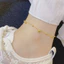 Lắc chân titan nữ không gỉ mạ vàng 18k thiết kế nhiều bi tròn dễ thương phong cách thời trang hàn quốc