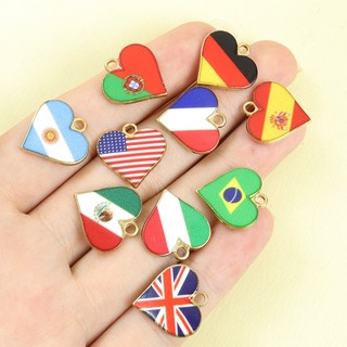 10 Chiếc Hoa Văn Cờ Đa Quốc Gia Trái Tim Men Quyến Rũ Trang Sức DIY Cho Ngày Độc Lập Hoặc Bất Kỳ Ngày Lễ Nam Nữ Vòng Cổ Vòng Tay Móc Khóa Mặt Dây Hợp Kim - Quà Lưu Niệm & Quà Tặng Hoàn Hảo