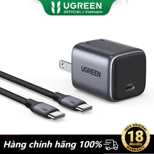 Bộ sạc USB C UGREEN Nexode 30W với cáp USB C 60W, Bộ sạc iPhone 15 có thể gập lại GaN PPS Khối sạc tường nhanh gọn cho iPhone 15 / 14, Galaxy S24 Ultra / S23, Pixel 8 Pro,