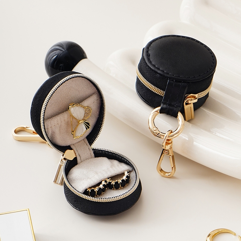 Casegrace Mini Di Động Tròn Trang Sức Hộp Bảo Quản Trang Sức Túi Cho Bông Tai Vòng Cổ Nhẫn Trang Sức Tổ Chức Khay