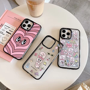 Ốp điện thoại hình thỏ màu hồng hình trái tim dễ thương cho iphone 16 Pro Max 15 Pro Max 15 Plus 14 Pro Max 14Plus i14 13 Pro Max i11 i13 13pro 12 Pro Max Vỏ bảo vệ Acrylic