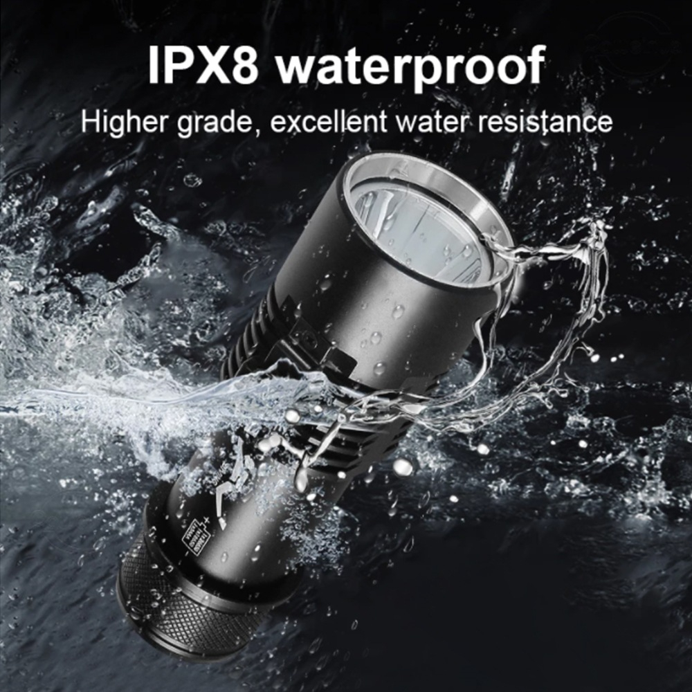 Đèn pin lặn chuyên nghiệp LED, chống nước IPX8, dùng cho lặn biển sâu 800m