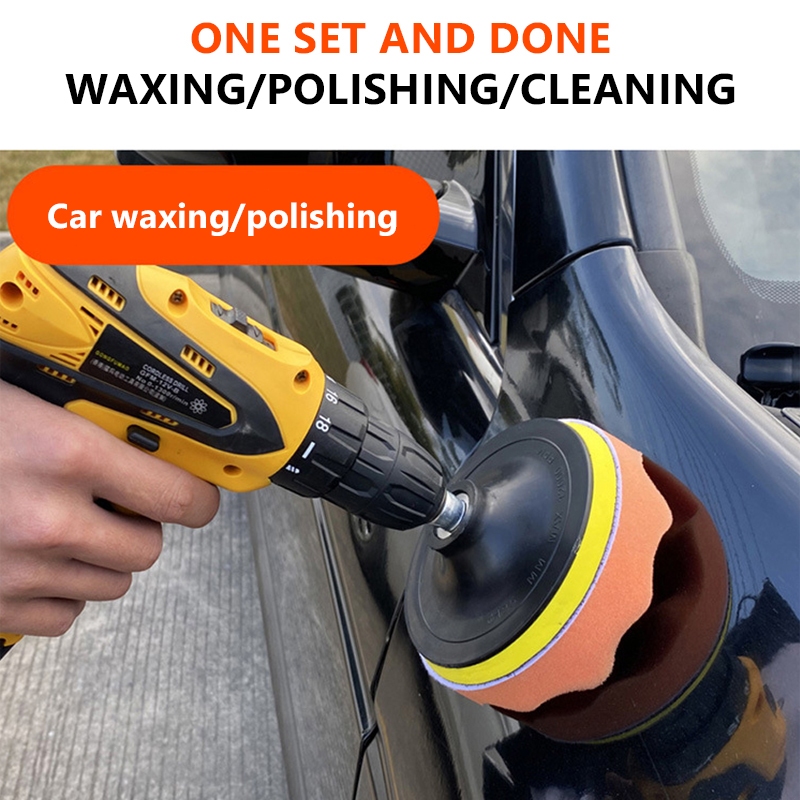 Seametal 6 Chiếc Đánh Bóng Miếng Bọt Biển Bộ Đĩa Đánh Bóng Ô Tô Tự Động Đánh Bóng Sáp Bọt Biển Máy Đánh Bóng Xe Máy Khoan Adapter Dụng Cụ Vệ Sinh
