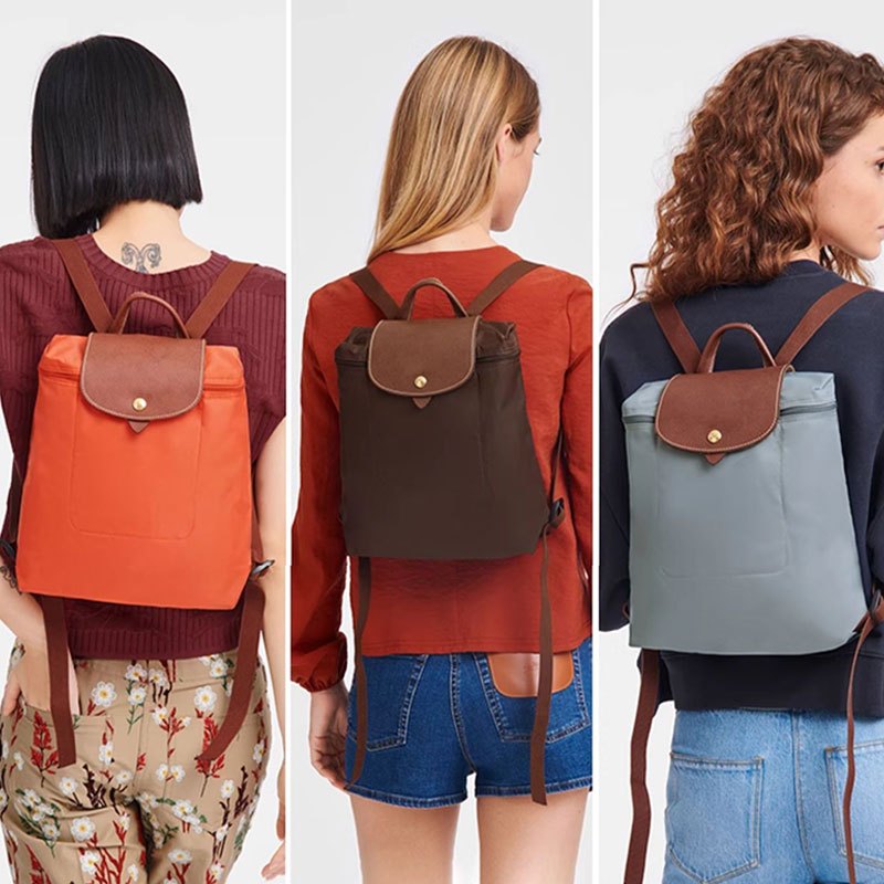 Ba lô thời trang nữ War Horse Pháp Túi du lịch sức chứa lớn Nylon Da thật Schoolbag
