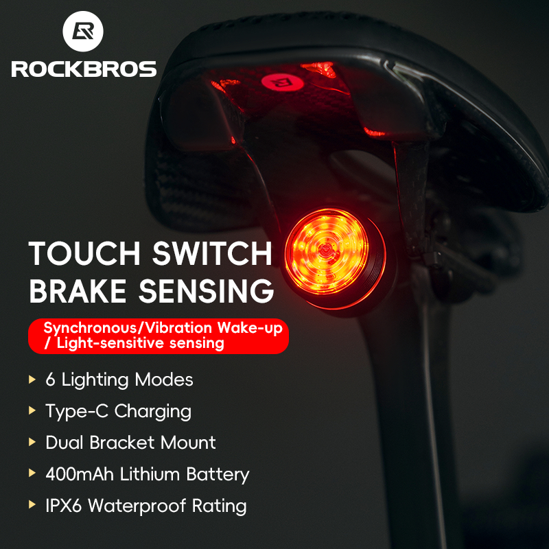 Rockbros Đuôi Xe Đạp Cảm Biến Phanh Cao Chống Thấm Nước Thông Minh Cảm Ứng Đội Cảm Ứng Cùng Tần Số Xe Đạp Leo Núi Xe Đạp Đường Bộ Đi Đuôi Đèn