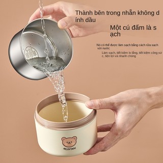 Cốc đựng canh, bình ủ cháo inox 304 loại mới giữ nhiệt cực lâu tặng kèm muỗng an toàn vệ sinh Stainless steel thermal pot【Chiosala12】