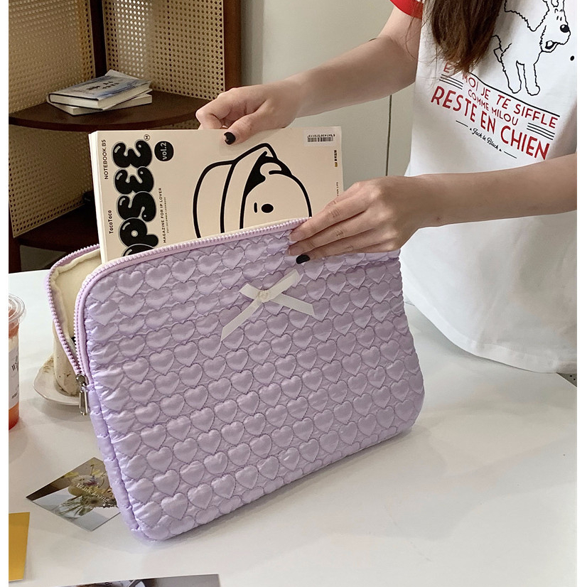 Túi Laptop Ins Mới Thêu Đào Trái Tim Dễ Thương Nơ Máy Tính Bảng Chống ...