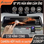 Asawin 24 Giờ Tầm Nhìn Ban Đêm Toàn Màn Hình Ống Kính Kép Gương Chiếu Hậu Dash Cam Recorder HD 1080P Cảm Ứng Đảo Chiều Phía Sau 10 " — ảnh 1