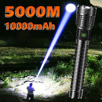 Đèn pin công suất cao 50000M Đèn pin siêu sáng Đèn flash mạnh mẽ có thể sạc lại hạng nặng Đèn mạnh siêu đèn pin 100000 Lumens Đèn pin di động có thể phóng to
