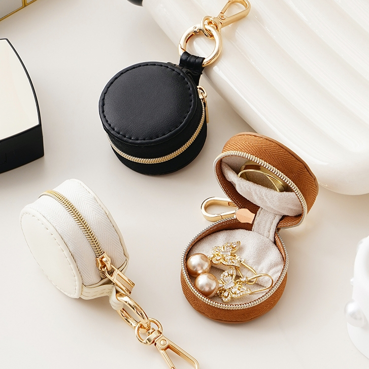 Casegrace Mini Di Động Tròn Trang Sức Hộp Bảo Quản Trang Sức Túi Cho Bông Tai Vòng Cổ Nhẫn Trang Sức Tổ Chức Khay