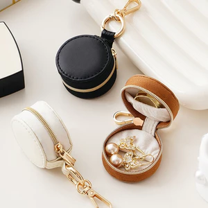 Casegrace Mini Di Động Tròn Trang Sức Hộp Bảo Quản Trang Sức Túi Cho Bông Tai Vòng Cổ Nhẫn Trang Sức Tổ Chức Khay
