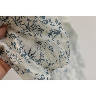 Phong cách hàn quốc nữ nữ dáng rộng voan flroal áo sơ mi dài tay áo baju baju wanita lengan panjang