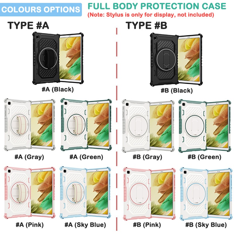 Ốp Bảo Vệ Chống Sốc Toàn Thân Cho Samsung Tab S7 S8 X700 S9 X710 S9 FE S7 + S8 + X800 S9 + S9 Plus X810 S9 FE + S7 FE T730 360° Vỏ máy tính bảng xoay