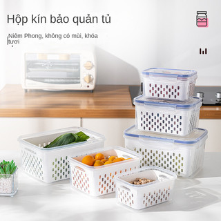 Hộp Nhựa TO Đựng Thực Phẩm Tủ Lạnh 2 Lớp Có Lỗ Thoát Nước Khóa Thoát Khí Dễ Dàng Bảo Quản Rau Củ Refrigerator food preservation box【Chiosala12】