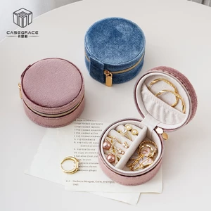 Casegrace Di Động Tròn Nhung Hộp Trang Sức Lưu Trữ Hộp Trang Sức Người Tổ Chức Cho Đám Cưới Vòng Cổ Bông Tai Hộp Trang Sức Người Tổ Chức Du Lịch