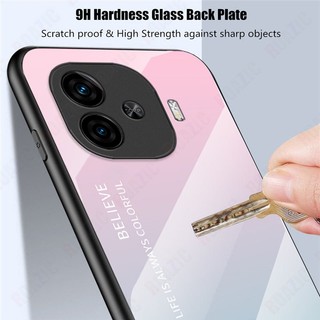 Ốp lưng kính cường lực nhiều màu cho VIVO iQOO Z9 5G / Z9 Turbo / Z9 Turbo+ / Z9 Turbo Plus, lưng cứng viền mềm SLS01