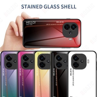 Ốp lưng kính cường lực nhiều màu cho VIVO iQOO Z9 5G / Z9 Turbo / Z9 Turbo+ / Z9 Turbo Plus, lưng cứng viền mềm SLS01