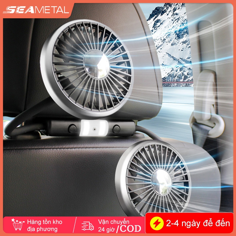 quạt trên xe ô tô SEAMETAL Quạt ô tô hai đầu di động Xoay 360 độ 3 tốc độ có thể điều chỉnh cho