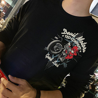 Nam Mặc ins Nhật Bản Quỷ Nhỏ Hợp Thời Trang Nam Dài Tay Áo Thun Xe Máy Punk Hợp Thời Trang Áo Thun Nam Hợp Thời Trang Thương Hiệu Hợp Thời Trang