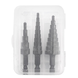 Bộ 3 mũi khoan bước rãnh thẳng HSS Máy khoan lỗ kim loại / gỗ phủ Nitride Máy khoan 3-12mm 4-12mm 4-20mm Dụng cụ khoan