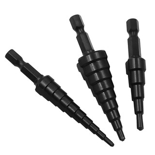 Bộ 3 mũi khoan bước rãnh thẳng HSS Máy khoan lỗ kim loại / gỗ phủ Nitride Máy khoan 3-12mm 4-12mm 4-20mm Dụng cụ khoan