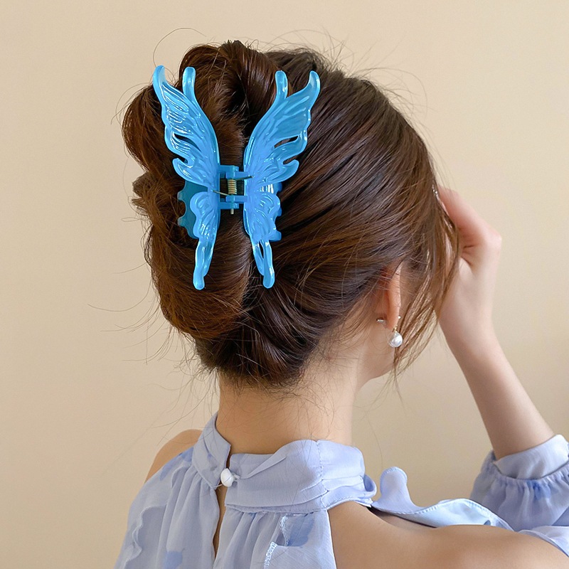 Kẹp bướm màu trơn lớn phong cách Hàn Quốc, kẹp tóc thời trang trái tim nữ tính, kẹp cá mập, phụ kiện tóc ngọt ngào và đa năng